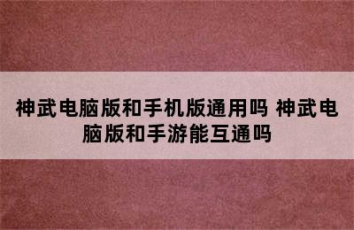 神武电脑版和手机版通用吗 神武电脑版和手游能互通吗